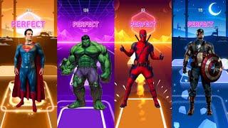 Superman  Hulk  Deadpool  CaptainAmerica‼️TILES HOP EDM RUSH  Who Will Win⁉️