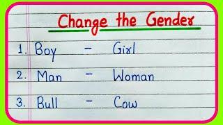 Change the gender in English Grammar | Masculine and Feminine Gender | 20 Gender Name