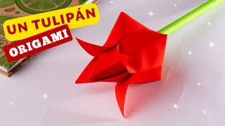 Cómo hacer un tulipán de flores. Manualidades Día de la Madre con papel [Origami fácil]