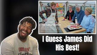 AMERICAN REACTS TO James Acaster serves up pure genius! | The Great Stand Up To Cancer Bake Off
