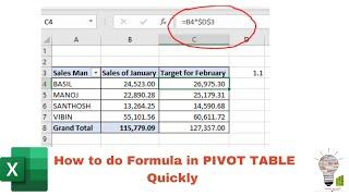 How to Write Formulas in Pivot Table quickly