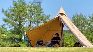 Solo camping in Japan | Overnight camping soothed by greenery and bird songs | ASMR