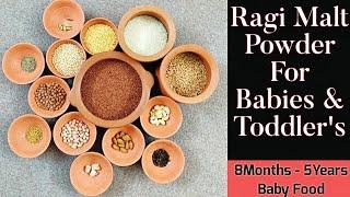 Ragi Malt Powder For Babies & Toddler's/ Homemade Cerelac/Ragi Healthmix/Ragi sari/ Ragi Malt Recipe