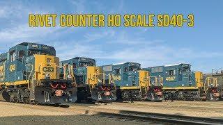 Rivet Counter HO Scale SD40-3: CSX "Sponge Bob" Square Cab