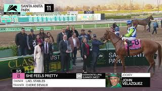 She Feels Pretty wins the American Oaks on Tuesday, December 26 at Santa Anita Park