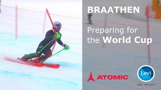 Lucas Braathen on ice - Slalom Training