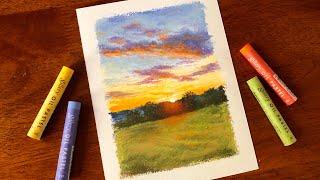 Oil Pastel Painting 油画棒 - Countryside Sunset  (see descriptions for color codes)