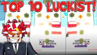 TOP 10 LUCKIEST  YOUTUBERS WHO HATCHED A HUGE SNOWMAN IN Pet Simulator X! ️