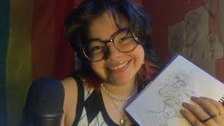 ASMR te desenhando e mostrando meus desenhos (MIC NOVO!!)