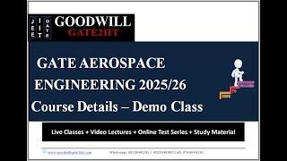 GATE Aerospace Engineering 2025/2026 Coaching -Course details I GATE Aerospace Lectures Introduction