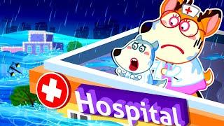 Help! Our Hospital in Heavy Rainstorm! Wolfoo Learns Natural Disasters Safety  Wolfoo Kids Cartoon