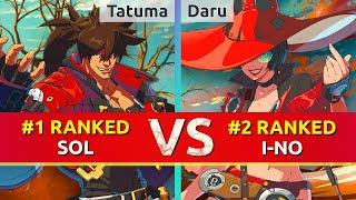 GGST ▰ Tatuma (#1 Ranked Sol) vs Daru (#2 Ranked I-No). High Level Gameplay