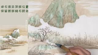 两分钟，教你雪景青绿山水上色方法#零基础入门国画