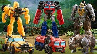 Transformers Rise of the Beasts Battle Changers! Bumblebee, Optimus Prime, and Rhinox!