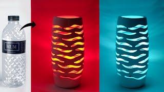 Table lamp making || Plastic bottle Corner Flower vase || Lighting lamp making