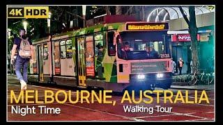 MELBOURNE AUSTRALIA | Visual Walking tour - Vibrant Nightlife 4K   2024