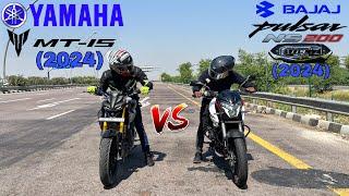 Bajaj Pulsar Ns200 Bs7 (2024) vs Yamaha MT15 V3 || Drag Race || Race Till Their Potential