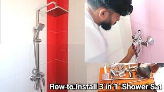 How to Install 3 in 1 Rain Bathroom Shower Set - Step by Step DIY | Shower 3 Function Silver Square