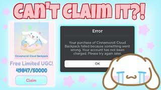 CAN'T Claim Cinnamoroll Cloud Backpack?! | Roblox My Hello Kitty Cafe | Riivv3r