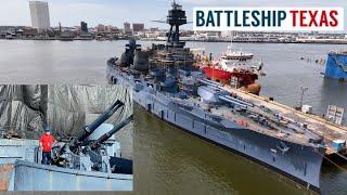 BATTLESHIP USS TEXAS 40 MM AA GUN REINSTALLATIONs HAVE STARTED