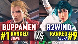 T8  BUPPAMEN (#1 Ranked Steve) vs R2WIND (#9 Ranked Asuka)  Tekken 8 High Level Gameplay