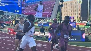 Noah Lyles (9.92), Kenny Bednarek, Men’s 100m 2024 U.S. Olympic Trials Round 1 Heat 1