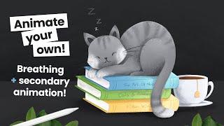 Animate A Sleepy Animal • 2 animations at the same time in Procreate!