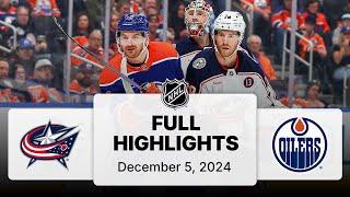 NHL Highlights | Blue Jackets vs. Oilers - December 5, 2024