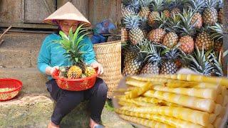 single mother - picking wild pineapples and bamboo shoots for food