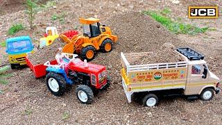 Mini Die Tractor Dump Truck mahindra tractor mud loaded Sand From JCB Backhoe Loader | Mr India Toy