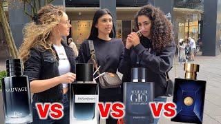 Women React to Dior Sauvage, YSL Y EDP, Armani Acqua Di Gio Profondo & Versace Dylan Blue BATTLE!