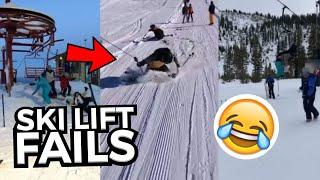 FUNNIEST Ski Lift Fails | Skiers & Snowboarders Falling Off Ski Lifts 