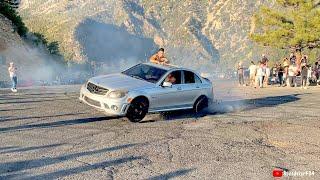 Mercedes C63 AMG CRASHED Doing Donuts At Takeover!