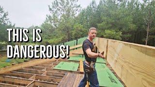 Walking The Plank: Solo Off-Grid Build Gets More Dangerous In The Rain