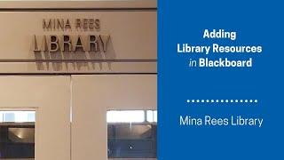 Adding Library Resources in Blackboard: Research Guides