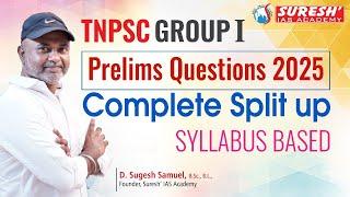 TNPSC | GROUP-I | PRELIMS QUESTIONS 2025 | COMPLETE SPLIT UP | SYLLABUS BASED | Suresh IAS Academy