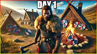 Day 1 in This NEW Viking Survival Game! Craft Build Hunt Raid - Viking Frontiers