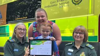 Six-year-old girl receives bravery award for helping her mum in an emergency