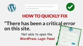 There has been Critical Error on this site | WordPress Admin Login Error | #wordpressadmin #howto