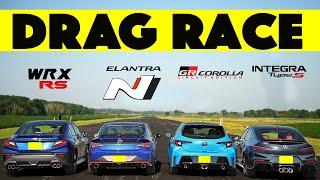 2024 Toyota GR Corolla vs. Integra Type S vs. Hyundai Elantra N vs. Subaru WRX TR/RS. Drag Race