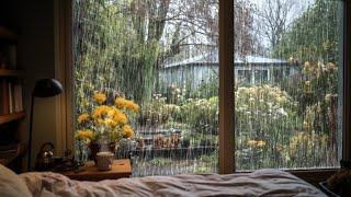 Overcome Stress to Sleep Instantly with RAIN on a Flower garden - Goodbye insomnia 