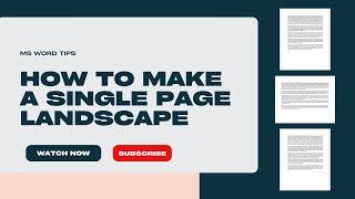 MS Word Tip | How To Make One Page Landscape While Keeping The Others Portrait