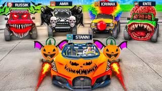 ich JAGE 5 YOUTUBER mit HALLOWEEN AUTOs!