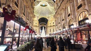 Milan Christmas Walking Tour 2024 | 4K Virtual Walking Tour Around Milano