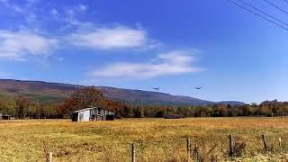 327th Airlift Squadron 3-ship formation past Mount Magazine