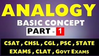 Analogy Reasoning Part - 1(Basic Concept) for CSAT ,CLAT, SSC CGL ,CHSL, PSC,NDA,CDS,Govt exams