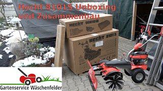 Hecht Kehrmaschine 8101 S Unboxing, Zusammenbau und erster Test, mit Schneeschild und Auffangbox