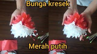 cara membuat bunga dari kresek merah putih