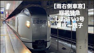 【雨右側車窓】総武特急しおさい3号東京〜銚子