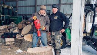 Splitting FIREWOOD with a JACKHAMMER - Can it be Done???